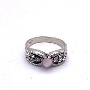 925 Sterling Silver Rhinestone Gemstone Ring Size 7